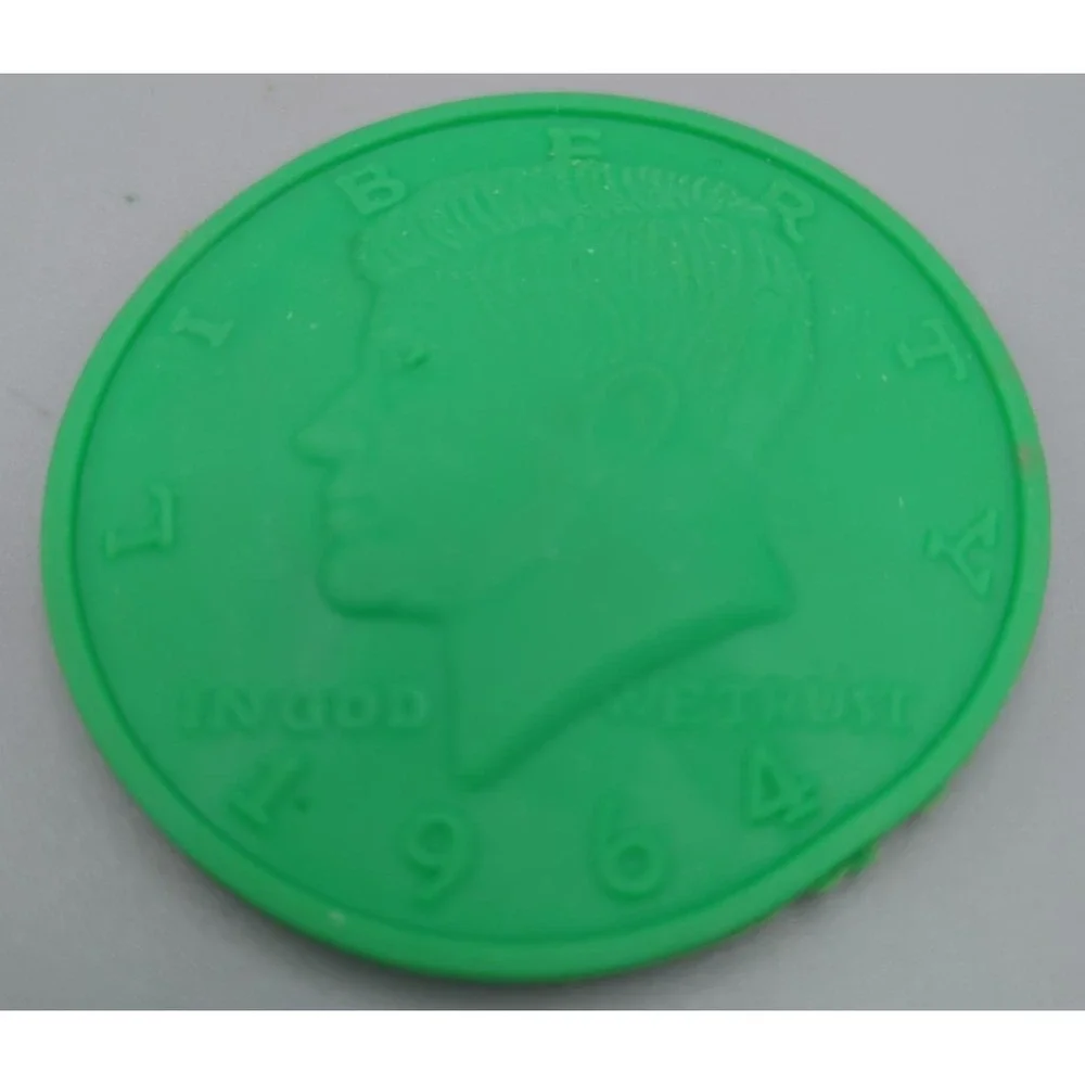 Novelty 1964 JFK Kennedy‎ US Half Dollar Eraser Green Rubber Error Coin Gag Gift